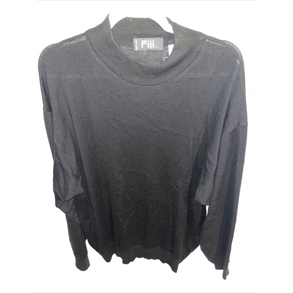 Fiji Italy Vintage Basic Sweater Men’s Size Large Black Wool Blend Long Sleeve